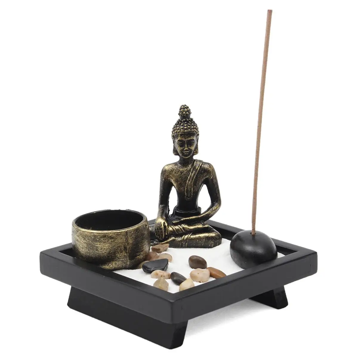 Статуя Будды из смолы дзен медитация спокойный Релакс Декор набор духовный дзен сад песок набор лотков Будда ладан горелка