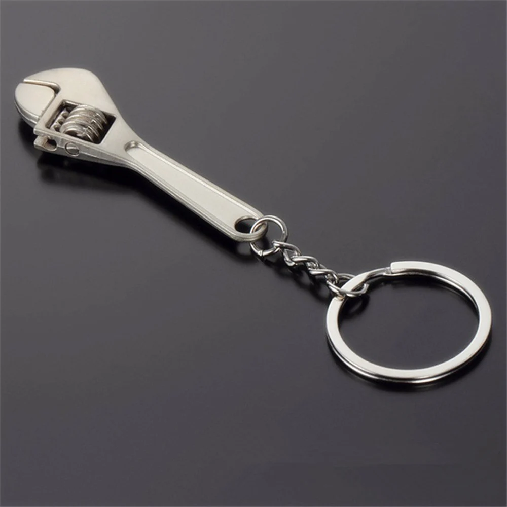 Simulation Tool Metal Key Ring Mini Wrench Model Keychain Keyfob Family Gift