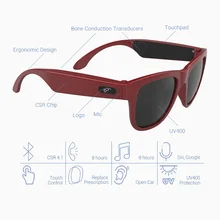 Reotgtu G1 костная проводимость Bluetooth гарнитура Солнцезащитные очки умные сенсорные умные очки Здоровье Спорт Беспроводные наушники микрофон