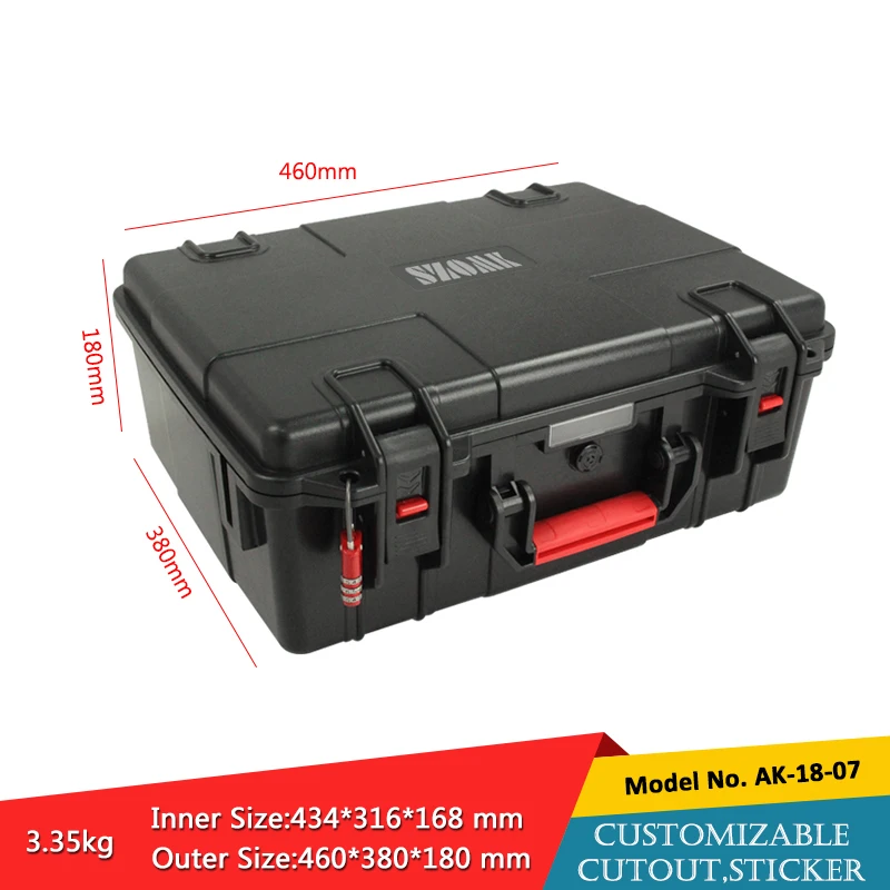 

460*380*180mm hot sales SZOMK IP67 waterproof video camera equipment hard shell with handle plastic case with foam