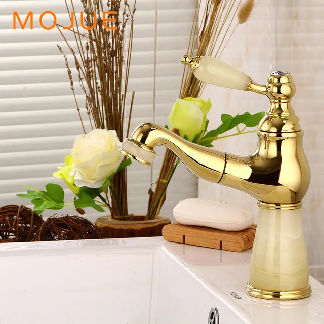 Mojue Basin Faucet Br Sink Mixer Tap Vintage Pull Down Bathroom Mojue Basin Faucet Br Sink Mixer Tap Vintage Pull Down Bathroom Faucets Luxury Jade Body Single