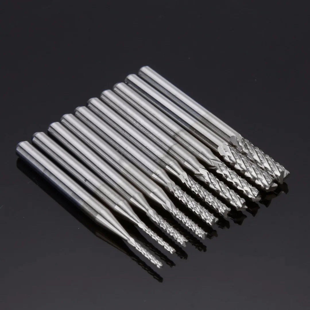 

10pcs New 1/8" PCB Engraving Cutter Drill Bits Rotary CNC End Mill 0.8-3.175mm Mayitr For Power Tools