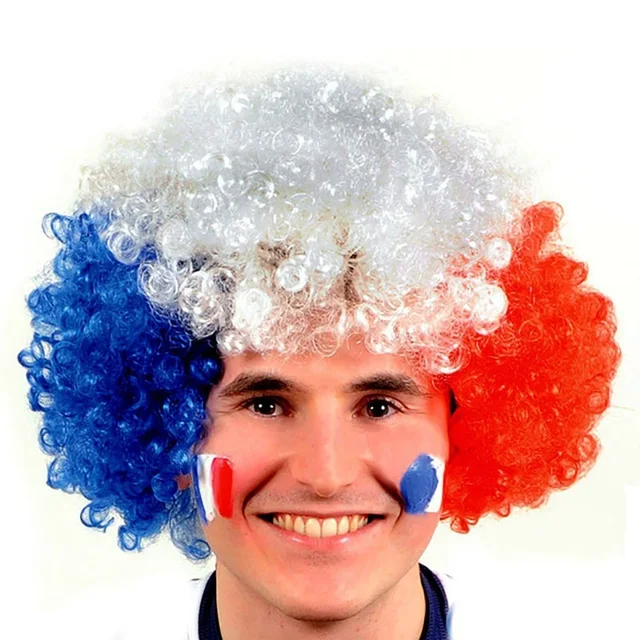 Soccer World Football Cup Fans 2018 Wigs National Flag Color PED Wig