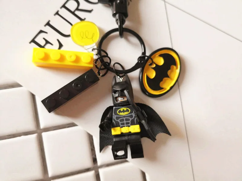 

Cute Batman Figures Doll Keychain Building Block Key Ring Pendant for Women Bag Backpack Charms Car Key Accessories