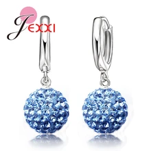 JEXXI Hot Sale Multi Colors 1 Pair Real Pure 925 Sterling Silver Austrian Pave Disco Ball