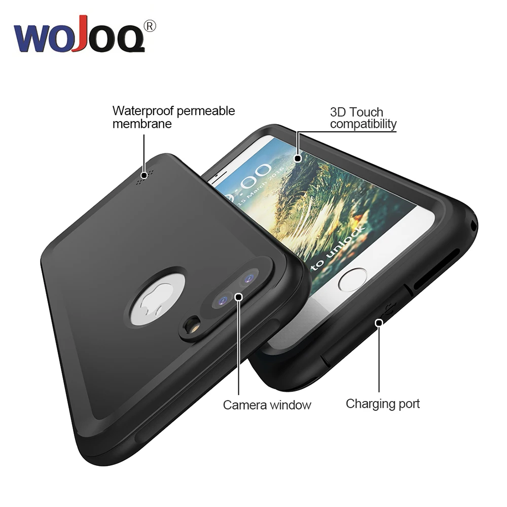 

WOJOQ Phone Case For iphone 7 7 plus , IP68 Waterproof Cases PC + TPU Armor Swimming Diving Phone Bag Cover Capa
