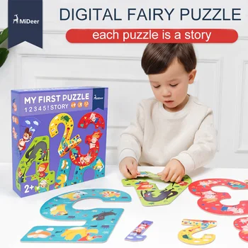 

MiDeer 15 piece Cardboard Digit My First Puzzle 12345 Fairy Story Best Kids Educational toys for Toddlers Children Birthday Gift