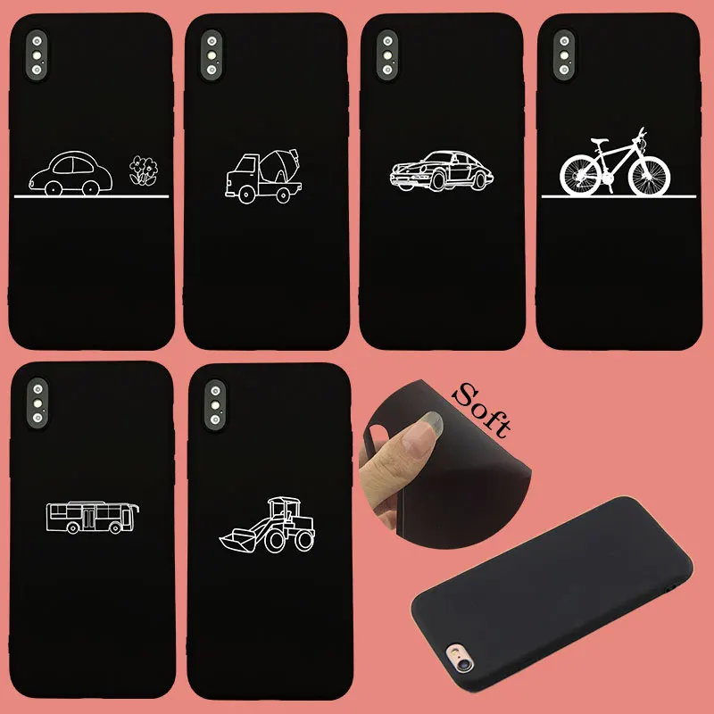 

Spring Lemon For iphone X Case Different Cars Bus Bicycle Excavator Silicone Case For iPhone 7plus 8 8plus 6 6PLUS 5S Xs Max XR