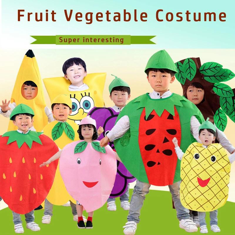 Kids Cartoon Vest Fruit Vegetable Costume Halloween Party Children Day