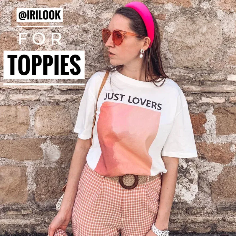 

2019 Summer Graphic Tees Women Short Sleeve Letter Printing T-Shirts Student Casual Tops Korean Cute Pink T-Shirts