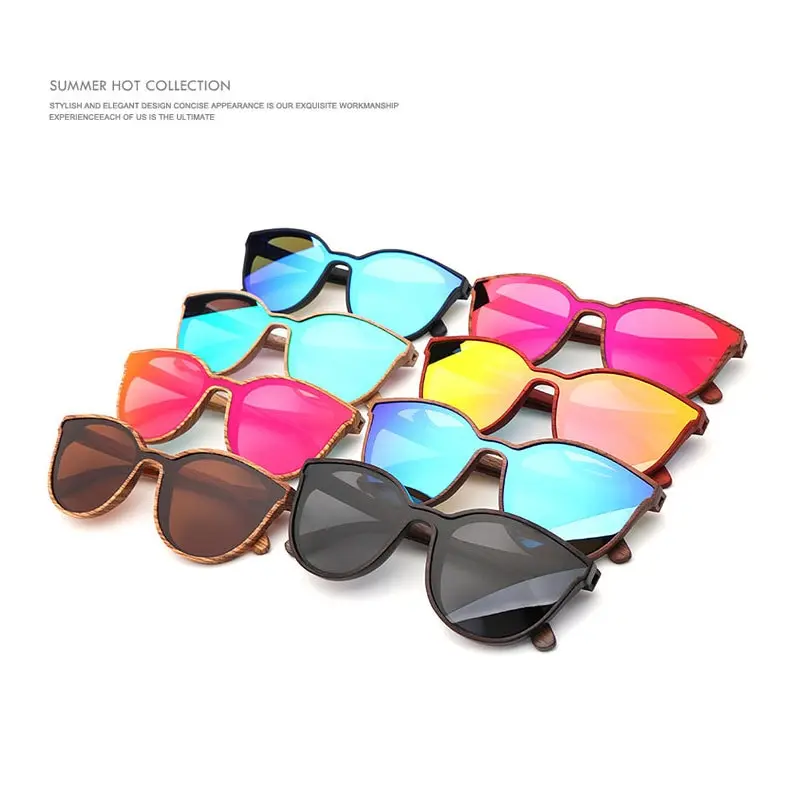 Дизайн Дерево Солнцезащитные очки для женщин Мода Сиамские линзы, цвет круглый защита от солнца очки UV400