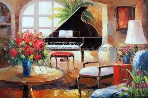 100 手塗装ピアノリビングルームパーラー花家の装飾 x24 オイル送料無料高品質 Oil On Canvas Paintings Oil On Canvashand Painted Aliexpress