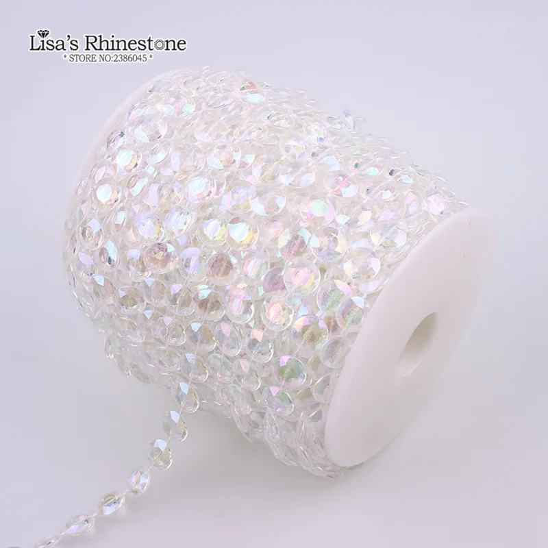 

2 Yards Cotton Fishing Line Artificial Crystal Clear AB Half Round Flatback Pearl Beads Chain DIY Garland Wedding Decoration
