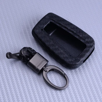 

DWCX New Carbon Fiber Style Silicone Remote Key Shell Case Fob Keychain Black Car Styling fit for Toyota Camry CHR Avalon RAV4