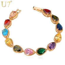 U7 Роскошные Цветные Цирконы Браслет Для Женщин Позолоченные Браслеты С Фианитами Ювелирные Изделия H501