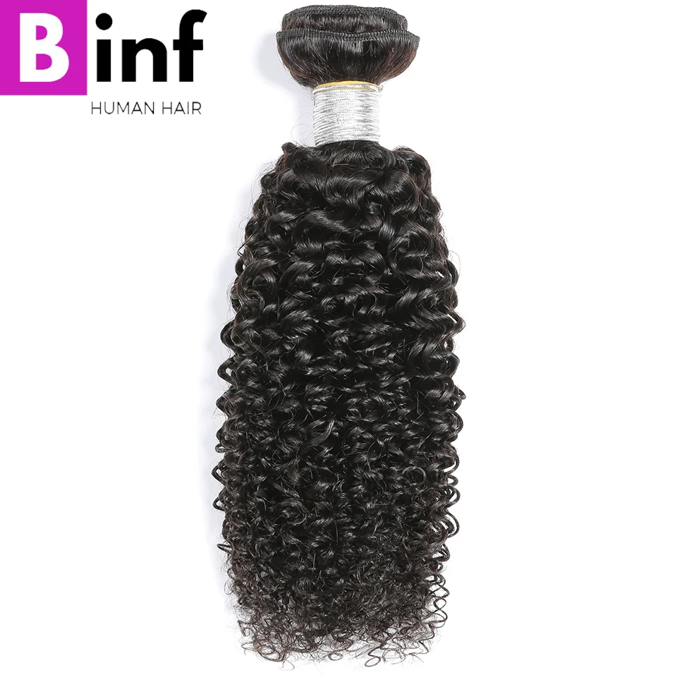 BINF волосы 3 пучка не Реми волосы индийские кудрявые вьющиеся волосы с закрытием человеческие волосы для наращивания Цвет# 1B мягкие