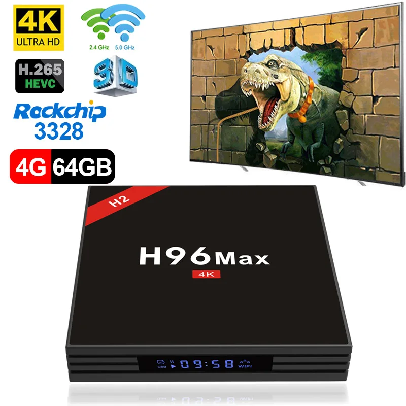 2018 H96 MAX Plus Smart TV Box Android 7.1 TVBox 4 gb di Ram 32 gb/64 gb di Rom Rockchip RK3328 1080 p 4 k H.265 USB3.0