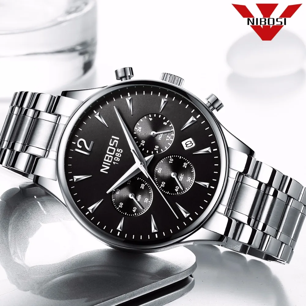 

Fashion Casual Men Quartz Wrist Watch 30m Waterproof Stainless Steel 3 Small Dial Clock Date Display Men's Watches Top Brand