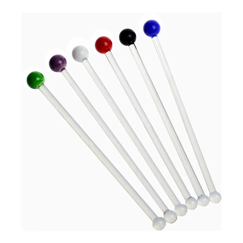 

KCASA High Temp Resistance Lead Free Glass Stirrer Bartender Bar Milk Coffee Stir Bar with Decor Bead Hot Sale