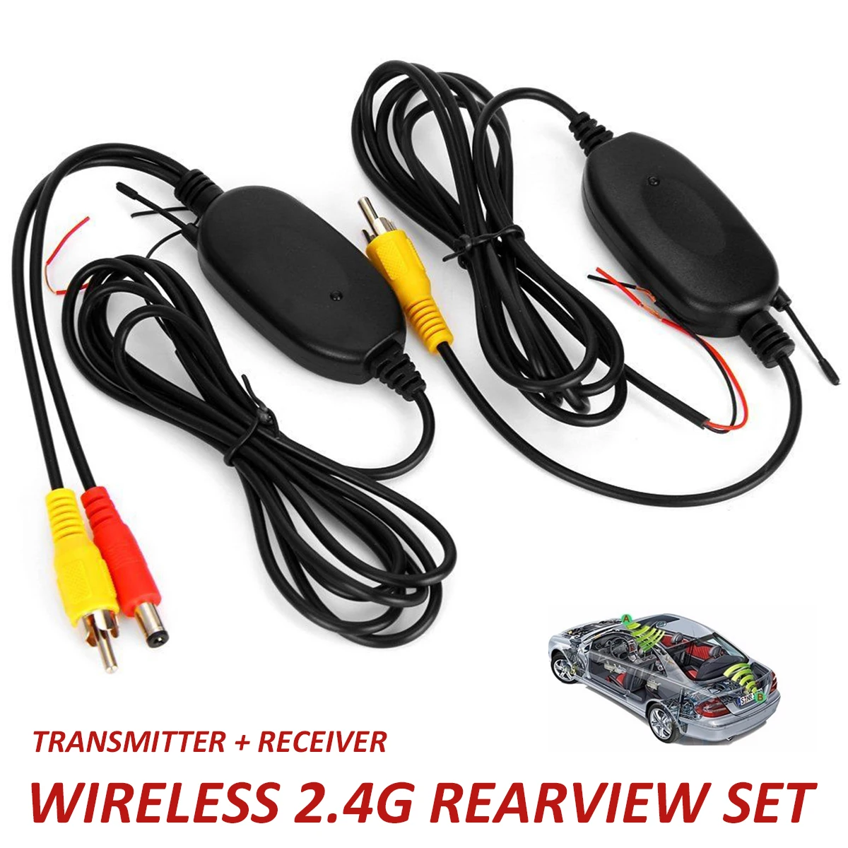 

2.4 Ghz Wireless Rear View Camera RCA Video Transmitter & Receiver Kit for Car Rearview Monitor FM Transmitter & Receiver