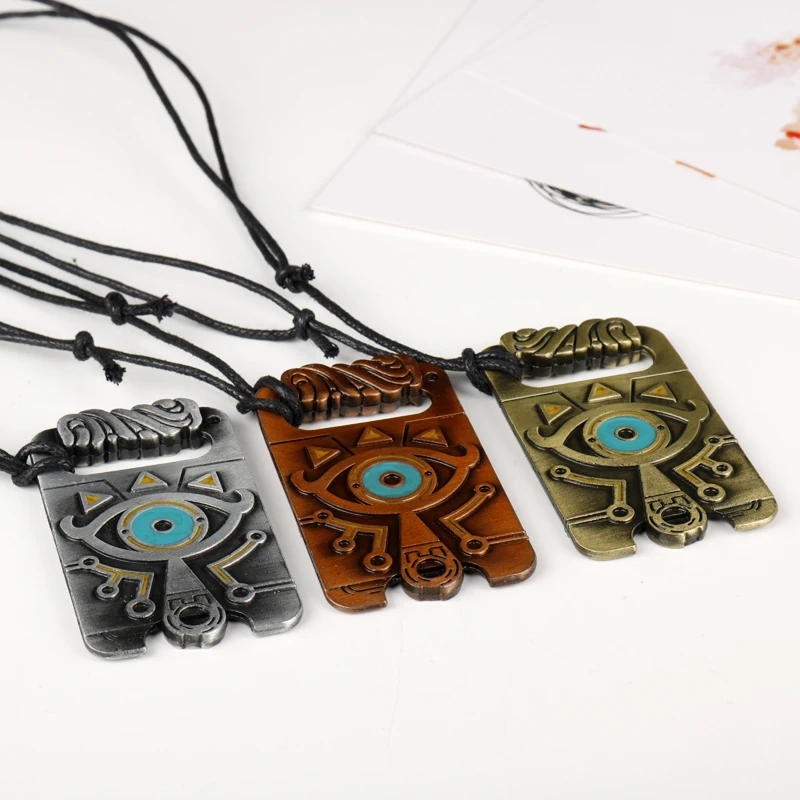 

Dropshipping Legend of Zelda Necklace Sheikah Slate Pendant Handmade Necklace Long Leather Rope Breath of the Wild Game Jewelry