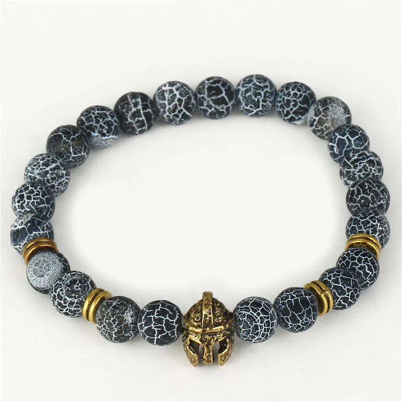 Украшения из натурального камня выветривающий бисер браслет Спарта воин шлем эластичный растяжимый браслет