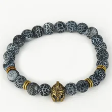 Украшения из натурального камня выветривающий бисер браслет Спарта воин шлем эластичный растяжимый браслет