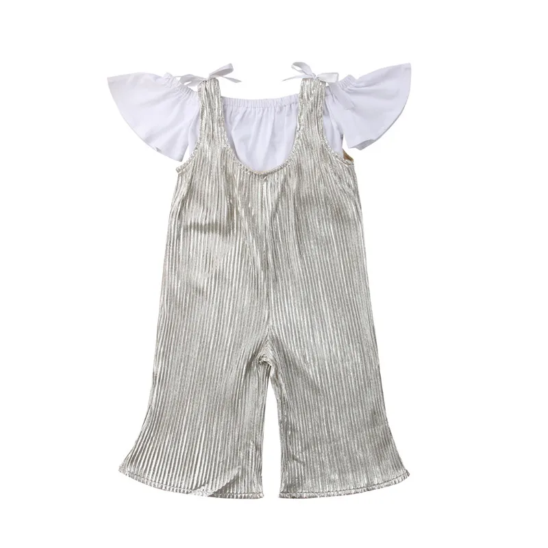 Toddler Baby Girl Tank Top Romper White T shirt Jumpsuit Trousers 2PCS Outfits Set Clothes 0 6T