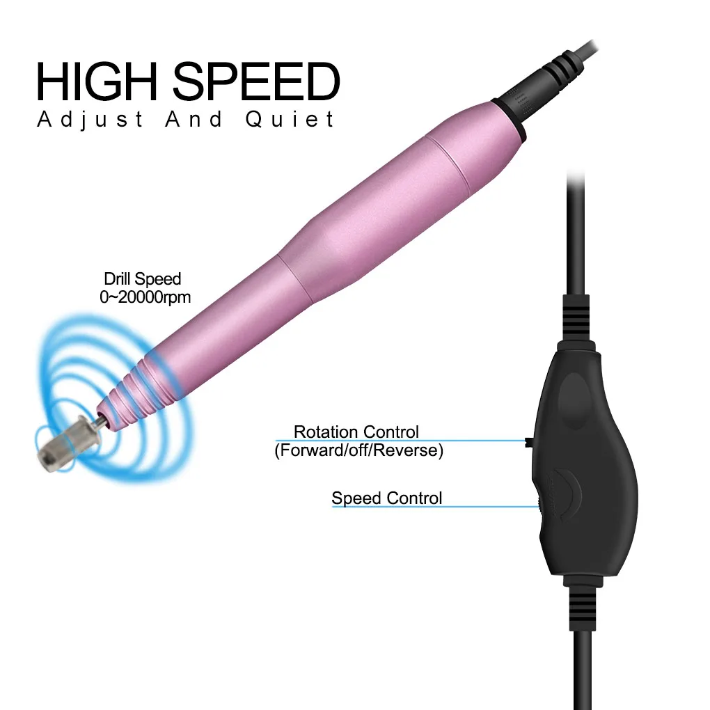

Pink Adjustable Speed Electric Nail Drill Mini Electric Nail Sander Portable Nail Grinding Machine