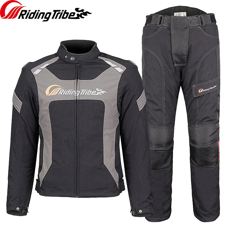 Езда племя мотоциклетная куртка брюки водонепроницаемый лето зима пара защитный костюм Moto Rider Body Armor защитная одежда JK-56 - Цвет: Men - Gray set