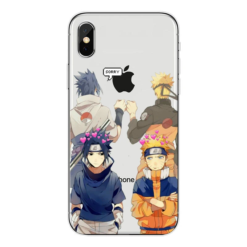 Moda аниме Uzumaki Наруто Саске Какаши Мягкий ТПУ Tampa Da Caixa Do PC для iPhone Da Apple X XR XS Max 8 7 6 Plus 5 4 Coque