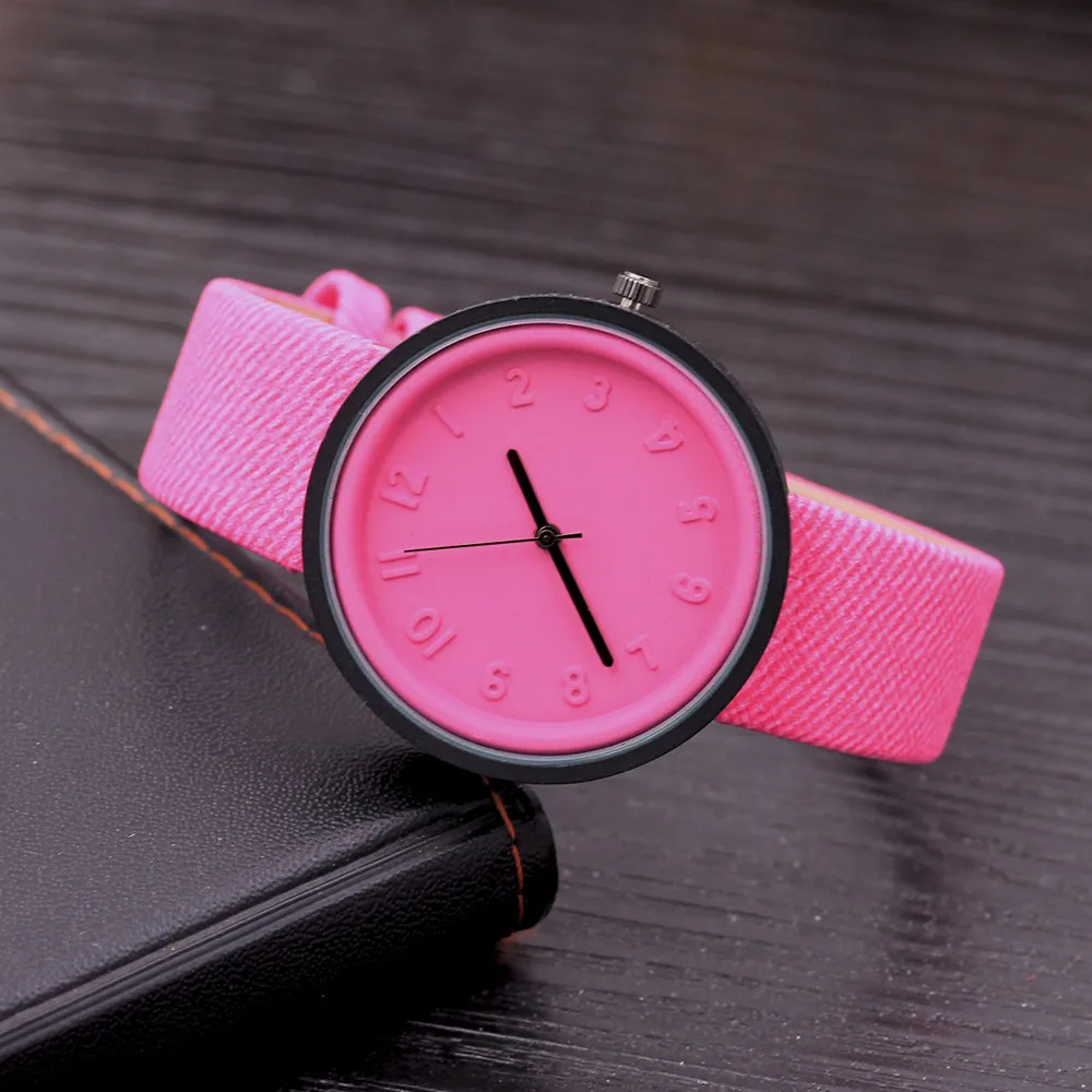 Женские Простые Модные часы с цифрами, кварцевые наручные часы с холщовым ремешком, Женские Кварцевые аналоговые наручные часы B50