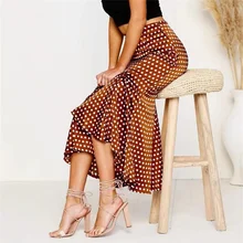 Длинная юбка faldas mujer moda юбка с завышенной талией для девочек зимние английские Стиль в горошек удлиненная юбка обычная, высокая, на выход юбка для женщин