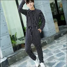 M-4XL Для мужчин полосатый комбинезон тонкий длинные штаны стилист этап ночной клуб DS ремень комбинезоны с длинными рукавами Большие размеры Одежда