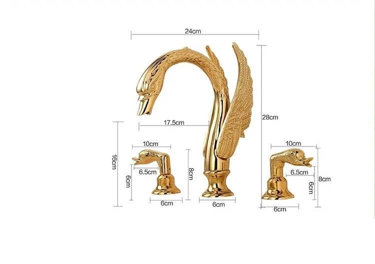 Ретро Art Золото/черная отделка 3 шт. Лебедь смеситель маленький лебедь ручка кран ванна кран высокого-Класс классическая XR8230
