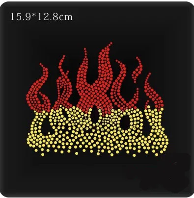 Fire flame hot fix rhinestone transfer motifs iron on crystal transfers design patches fixing rhinestones applique for shirt | Дом и сад