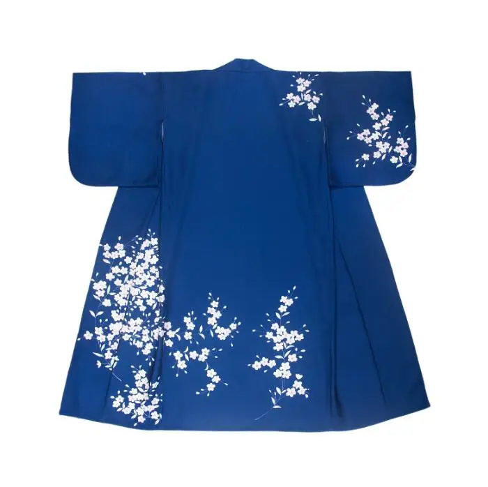 

Japanese Kimono Outer Garment Bathrobe Costume Girl Dress Japanese Performance Kimono Woman Blue Kimono