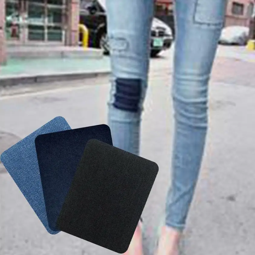 

ISHOWTIENDA 2Pcs Denim Iron-on Denim Patches Jeans Repair Comfortable denim fabric ironing patch #TX4