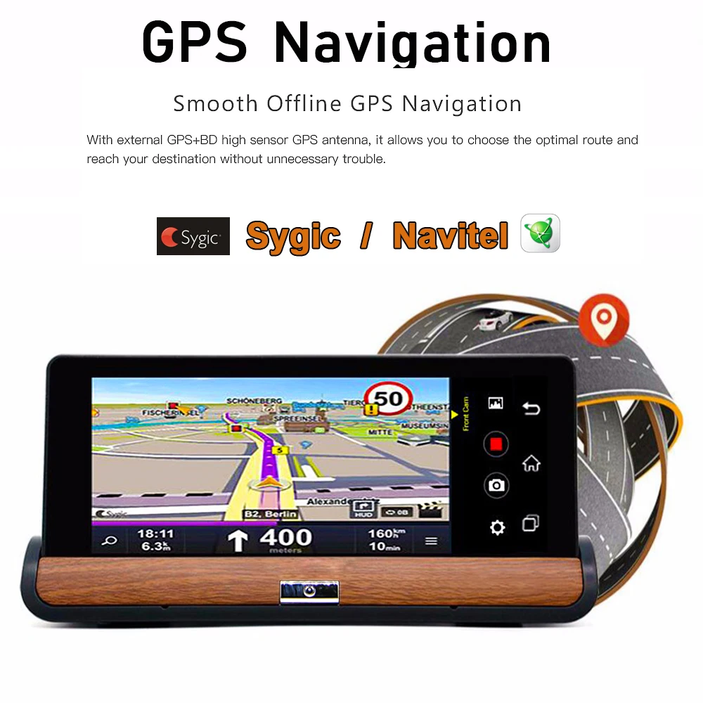 Bluavido 6,8" ips 3g Android Dash камера FHD 1080P Автомобильный видеорегистратор gps навигация Bluetooth двойной объектив Автомобильный видеорегистратор удаленный монитор