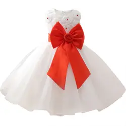 Летние девушки трехмерный Платье с цветочным рисунком модные принцесса-вдохновил кружевное нарядное платье Дети платье с большим бантом