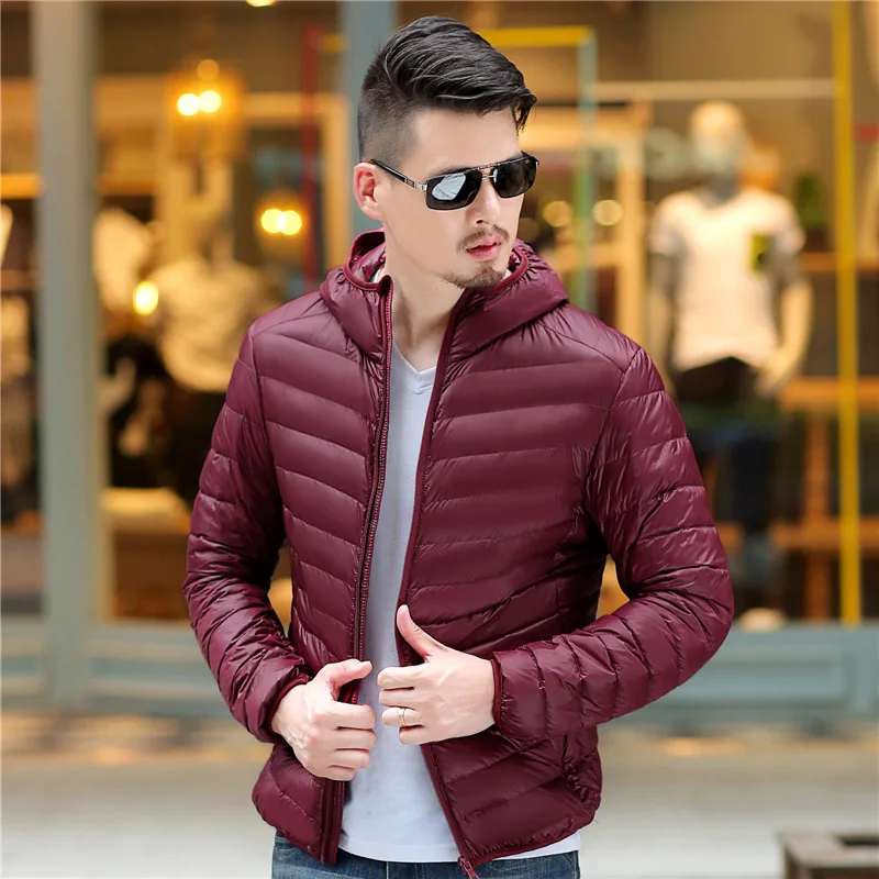

male Autumn Winter Warm Coat warm Ultralight Duck Down coats 2019 men White Duck Down Jackets Male Windproof hooded clothing man