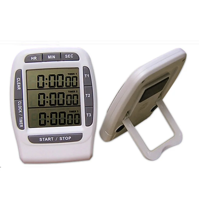 Three channel digital kitchen timer largelcdscreen kitchen timer alarm clock cooking kitchen timer free shipping
