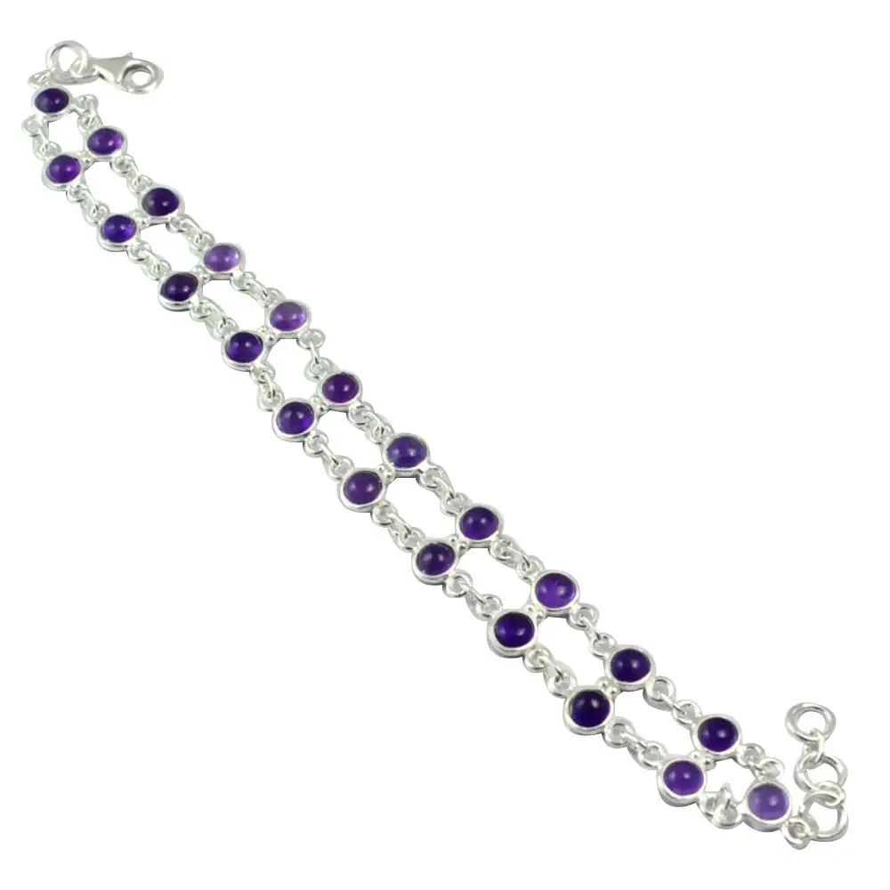 

NiaoZaiFei YunZaiKan Genuine Amethyst Bracelet 925 Sterling Silver, 21 cm, MHBBR0011