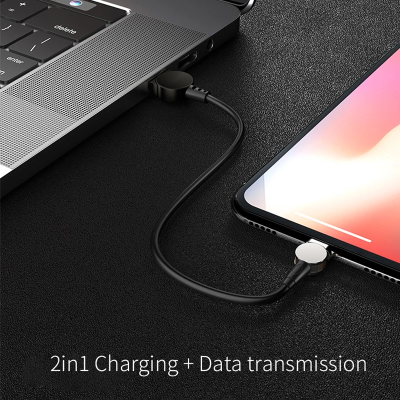 OUSU вращающийся 3A Быстрая зарядка 3,0 Micro usb type C Магнитный кабель системы освещения кабель USB C для iphone кабель зарядное устройство