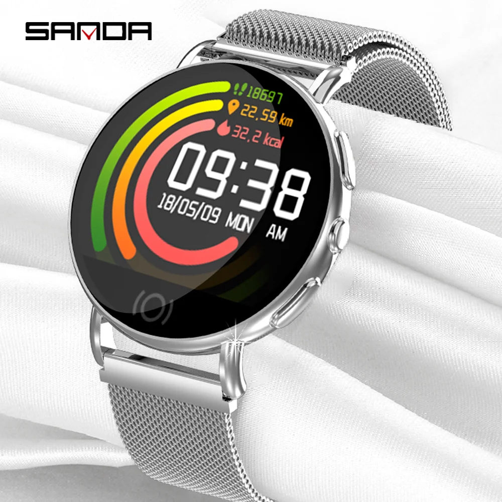 

Sanda new business smart watch heart rate blood pressure monitoring multi-sports health message call reminder digital watch