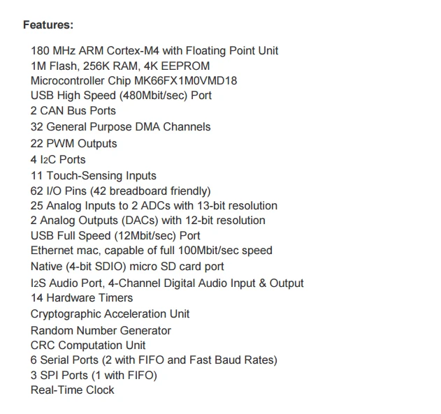 K66 Teensy 3,6 Kinetis MCU 32-бит ARM Cortex-M4 встроенный отладочная плата без заголовки Teensy3.6 с микроконтроллером(MCU) MK66FX1M0VMD18