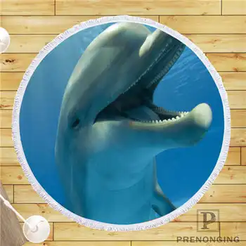 

Custom DIY Customized Microfiber Fabric dolphins (1) Round Beach Blanket Towel Printed on Demand 150cm #19-01-28-1-5