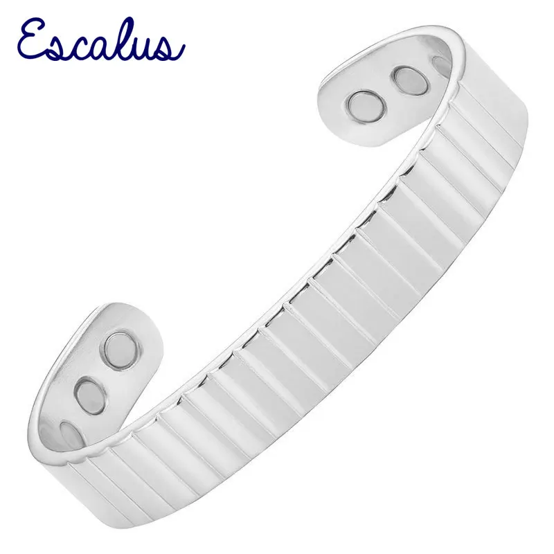 

Escalus Powerful Magnetic Pure Copper Shiny Silver Surface Women Bangle Bio Health Healing Men Charm Bracelet Jewelry Wristband