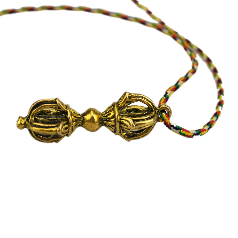 Ручная работа Vajra Clipon Charm Dorje Йога Тибетский кулон ожерелье + 5 элементов веревка