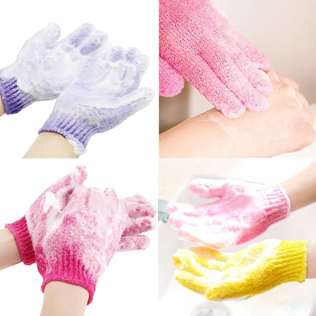 Твердые перчатки для душа и ванной случайный Цвет отшелушивающий мыть кожу спа массаж скраб для тела скруббер перчатки дома высоко текстурированная поверхность